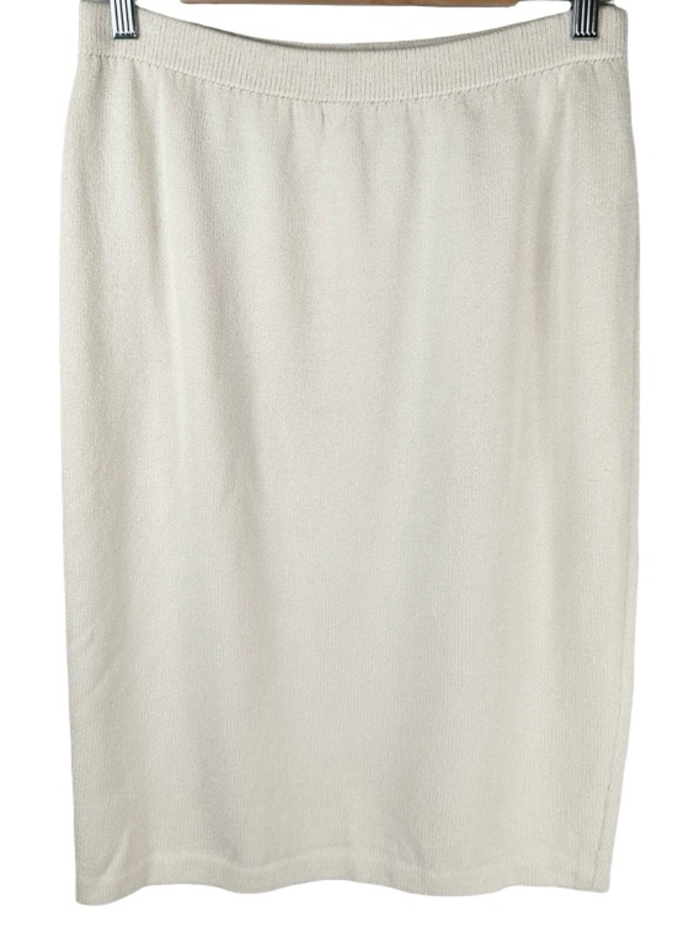 St. John Basics Ivory Cream High Waist Knee Length Knit Pencil Skirt Size 10